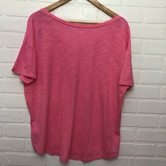 2/40$ OLD Navy 2 pieces t-shirt v-neck bundle Large pink striped white yellow - Picture 6 of 14